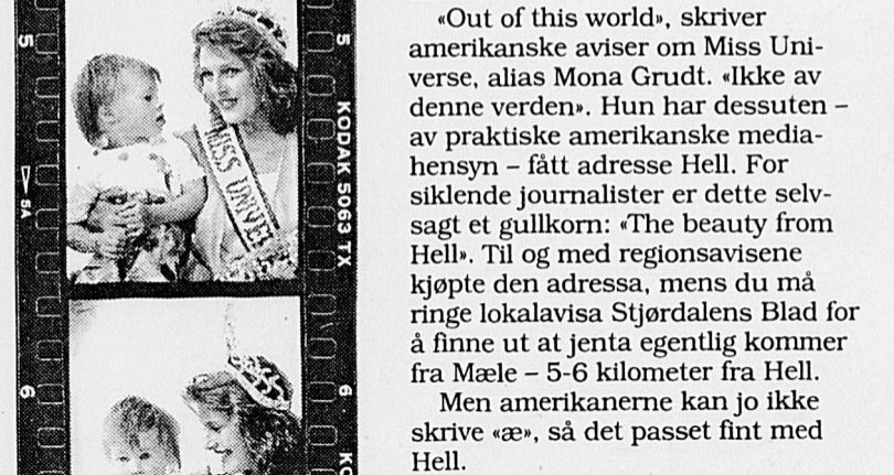 Faksimile: Mona Grudt blei i avisene kalla The beauty from hell.