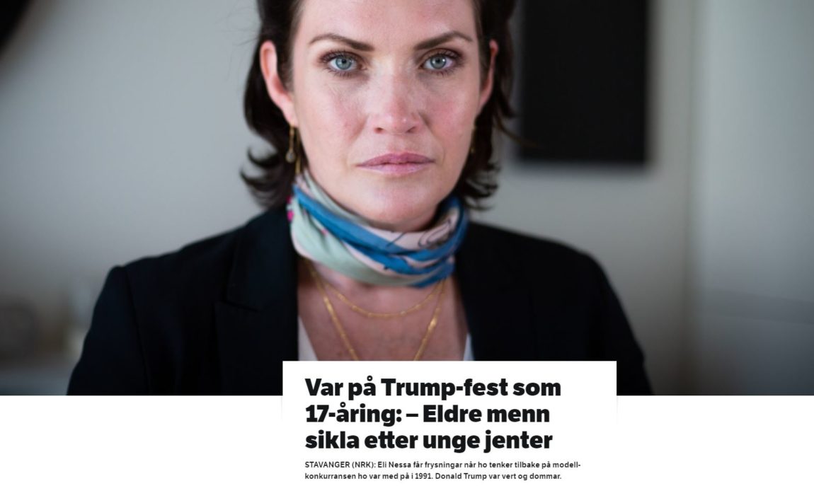 Faksimile frå NRK: Var på Trump-fest som 17-åring: - Eldre menn sikla etter unge jenter.